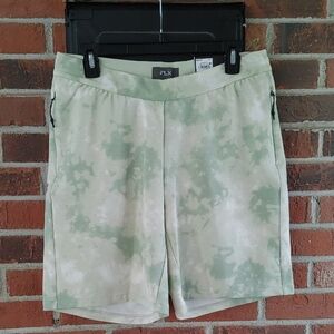 FLX Green and Cream Tie-Dye Shorts Size M